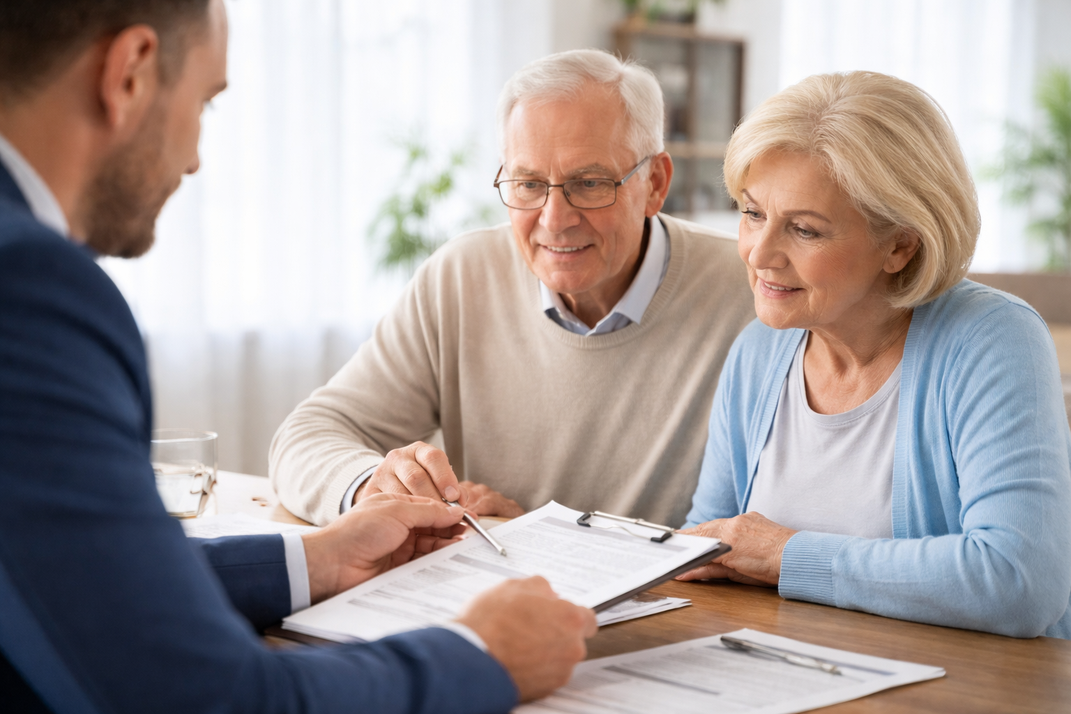 Missouri family discussing long-term care planning and Medicaid eligibility with documents